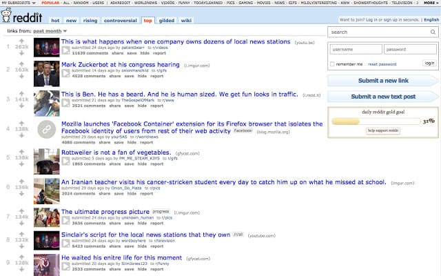 this is what old reddit looked like before the design change