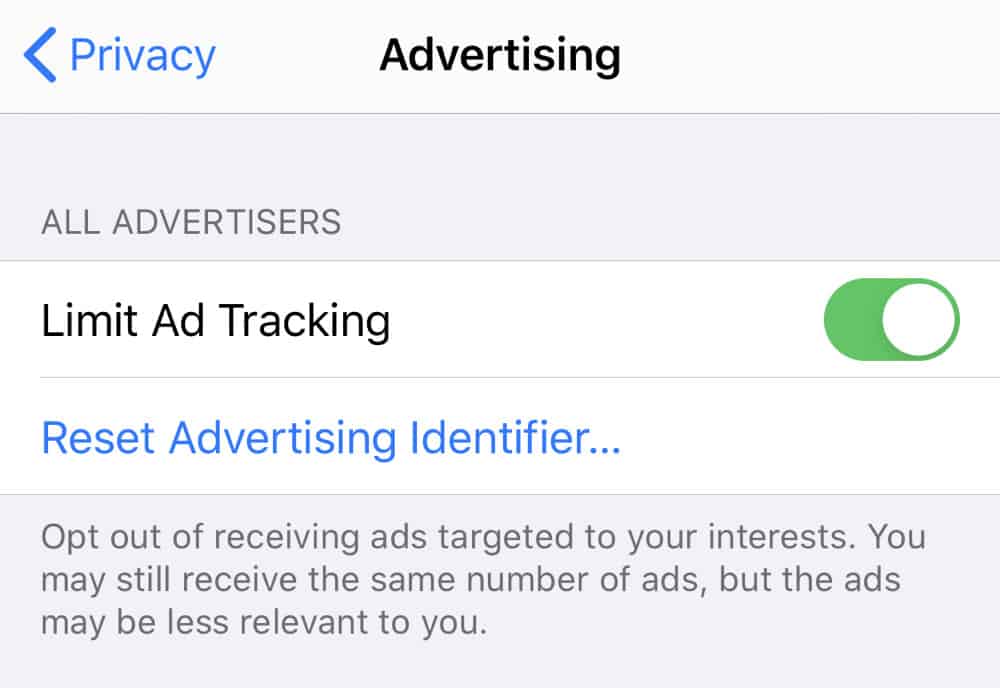 Limit iAd Tracking