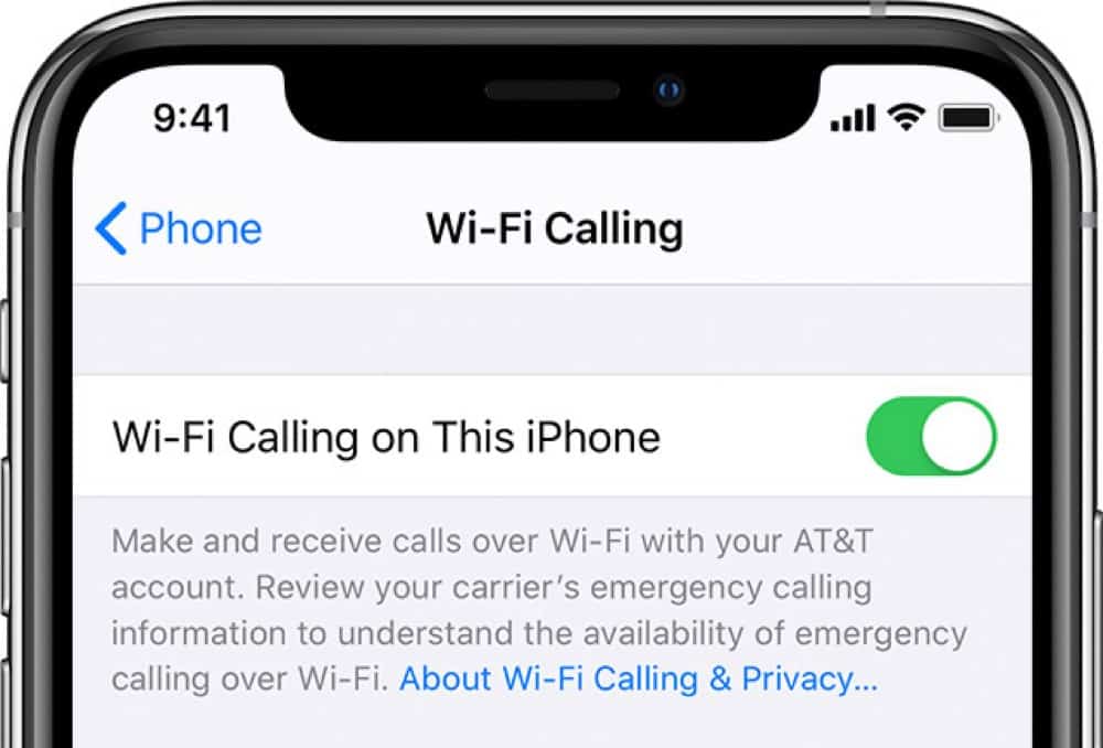 Wi-Fi Calling iPhone setting