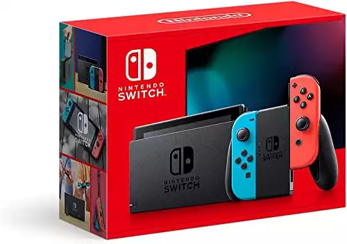 Nintendo Switch with Neon Blue and Neon Red Joy‑Con