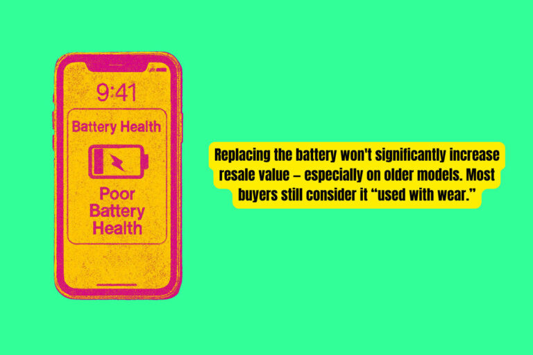 Replacing the battery won't significantly increase resale value — especially on older models. Most buyers still consider it “used with wear.”
